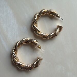 Gold Twisted Hoop Earrings - Classic Women Jewelry